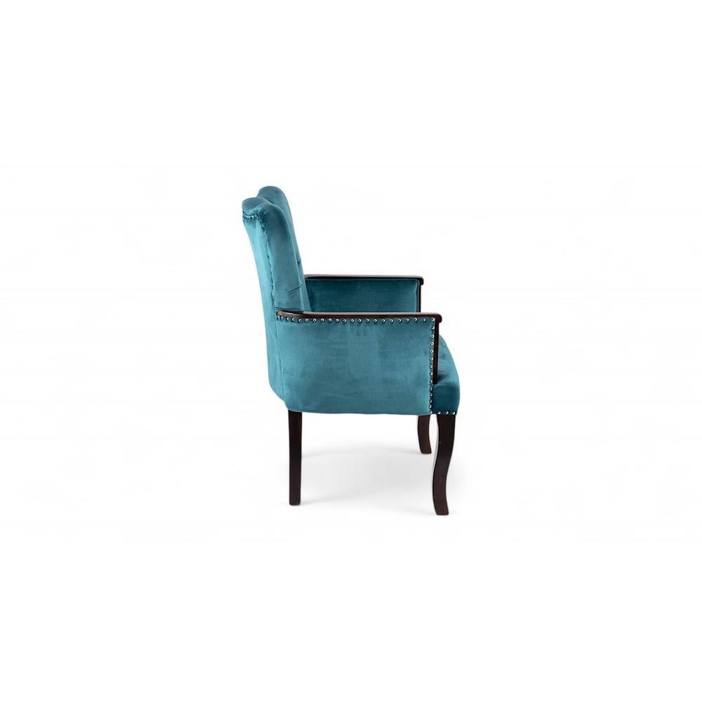 Arista Sheesham Wood Accent Chair Set of 2 in Turquoise