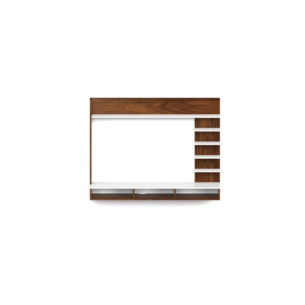 Primax Grande Engineering Wood Wall Mount TV Entertainment Unit Set Top Box Stand/TV Cabinet with Shelves for Books & Décor Display Unit Bed Living Room Upto 42 Inches (Brown Maple & White)