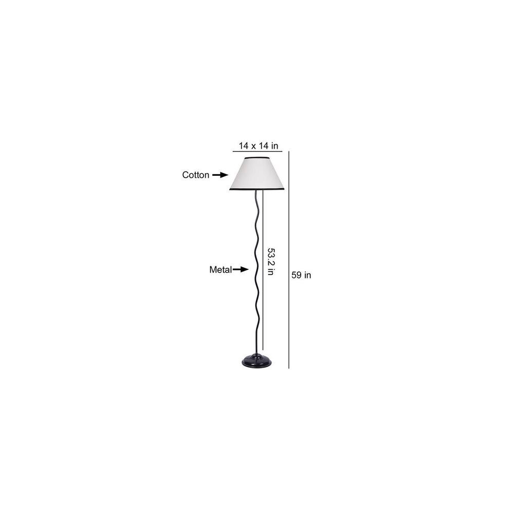 January Zig Zag Iron Floor lamp with Cotton Conical Multicolor shade (Z36)