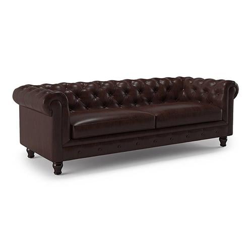 Winchester 3 Seater Half Leather Sofa in Chocolate Colour