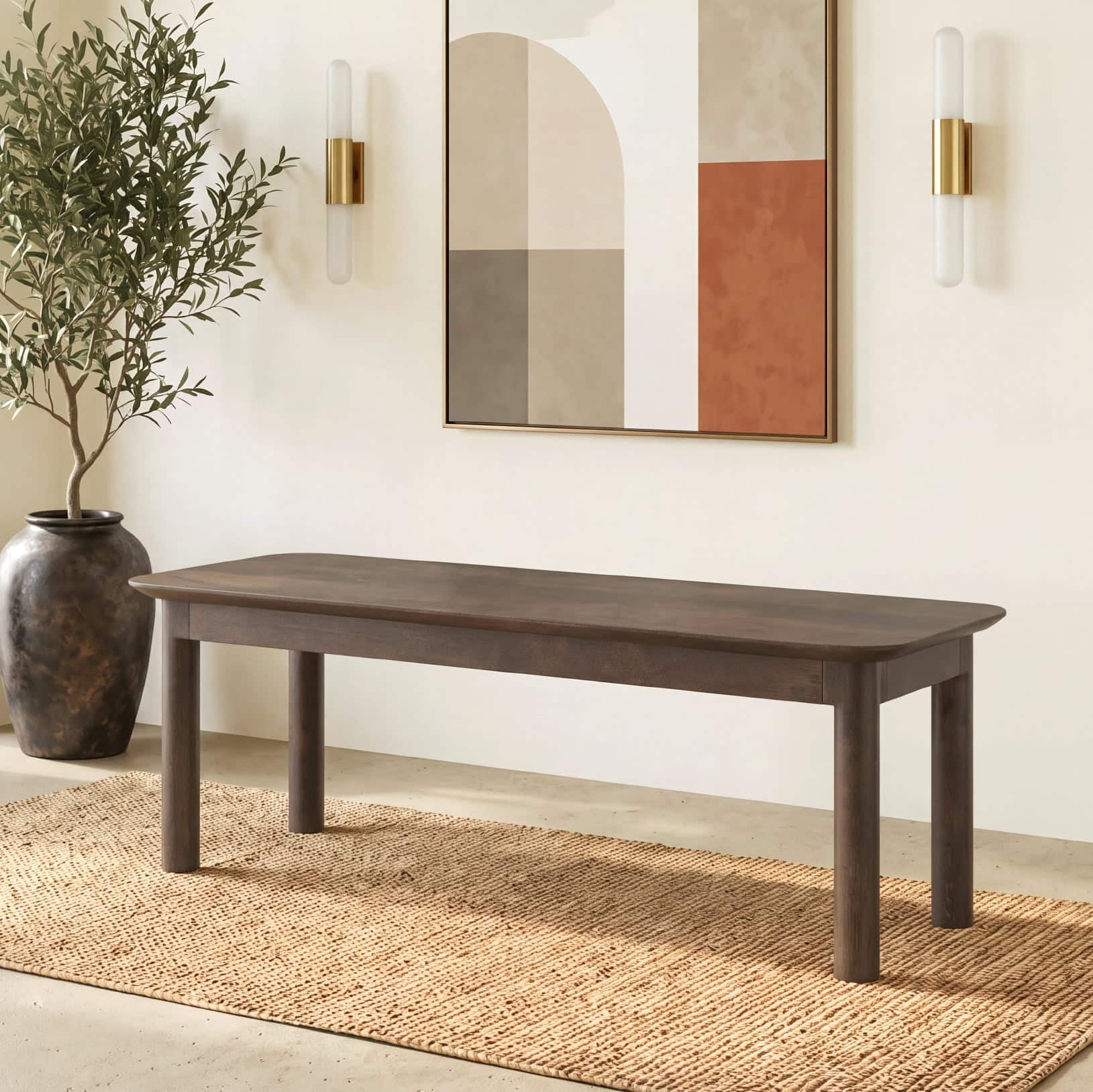 Dane Solid Wood Bench In Danish Walnut Finish