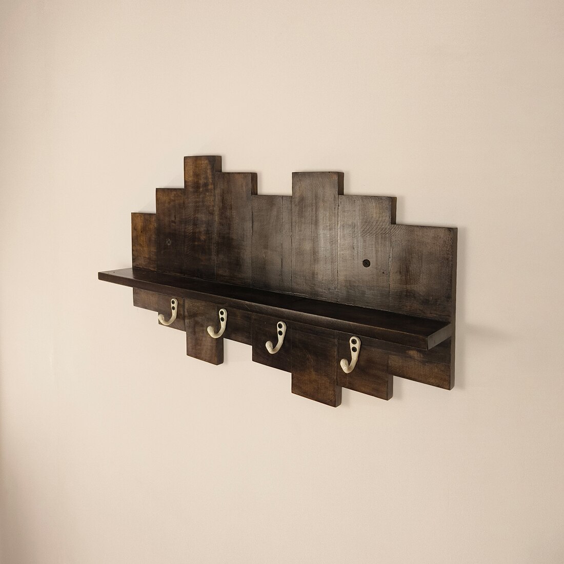 Glencroft Wooden Wall Shelf Organiser With Key Holders