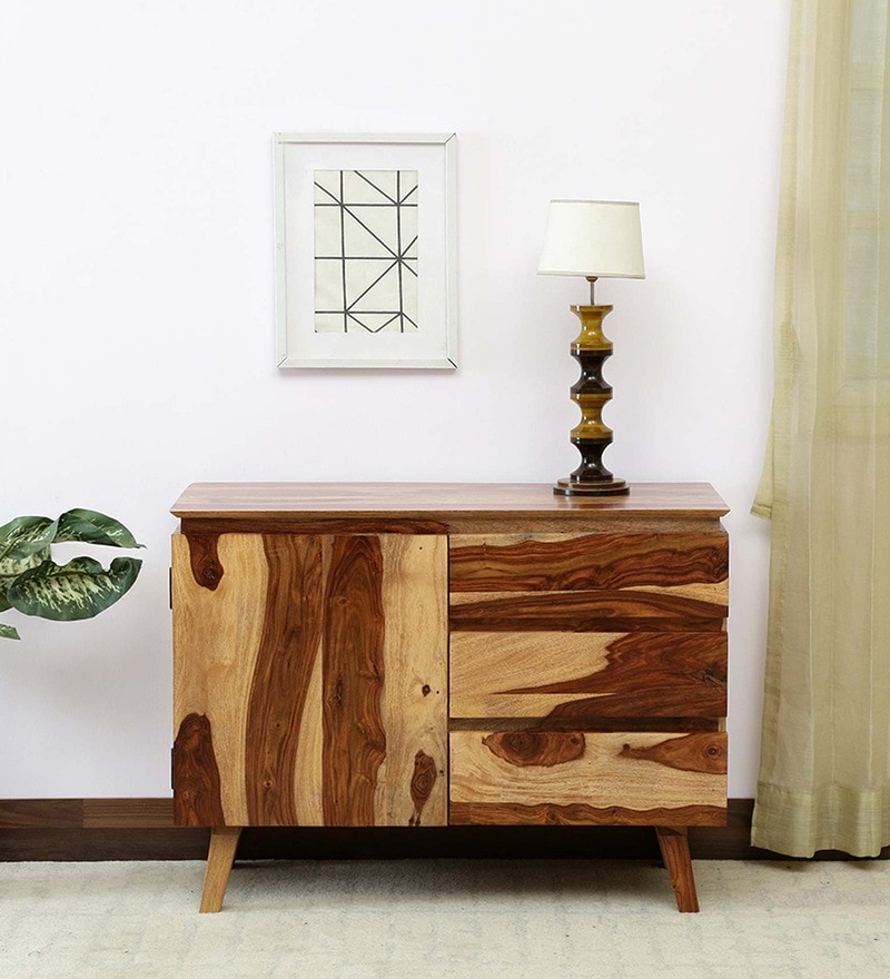 Yukioidi Sheesham Wood Sideboard In Rustic Teak Finish - Woodenmood