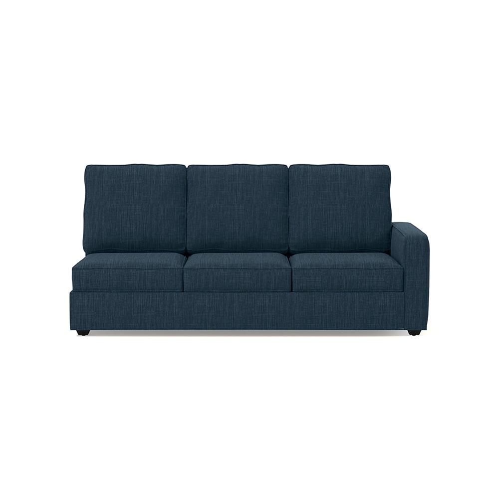 Apollo Sofa (Colour : Indigo Blue, Cushion : Hard, Back Type : High Back, Seating Capacity : Left Aligned 3 Seater + Left Aligned Chaise + Ottoman)