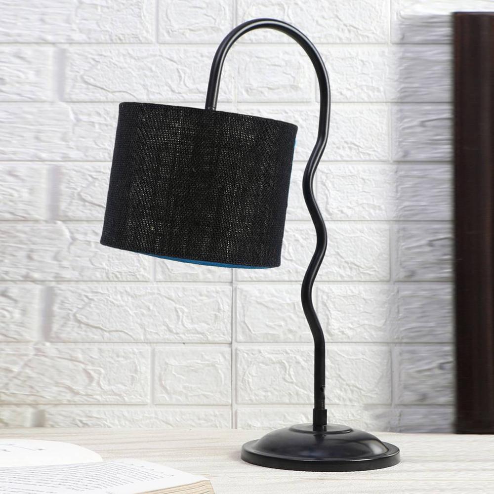 Black Jute Zig Zag Curvy table lamp with Iron Base (SP40)