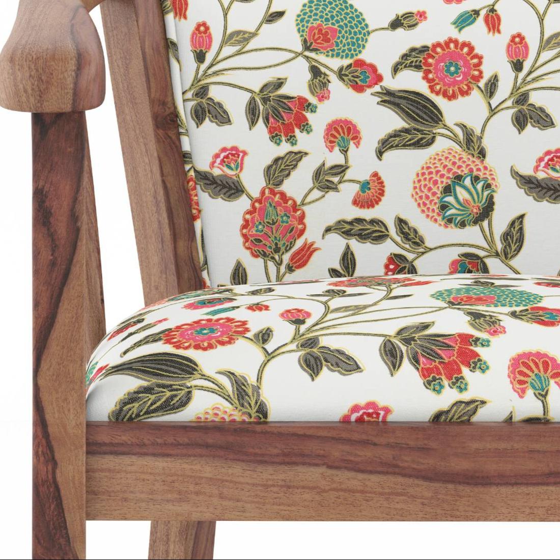 Bella Lounge Chair Finish Teak Beige Flora Colour