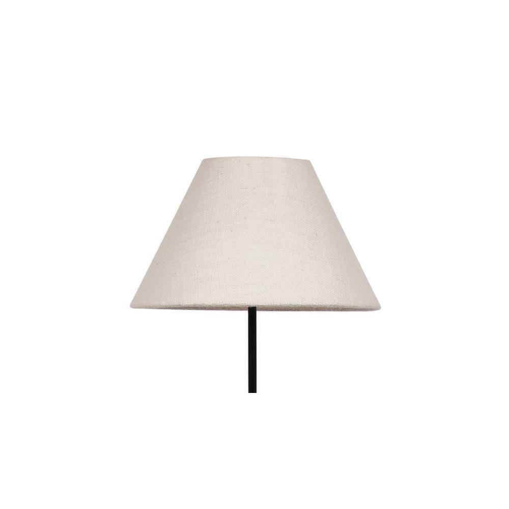 Raina White Natural Fiber Floor Lamp with Black Iron Base