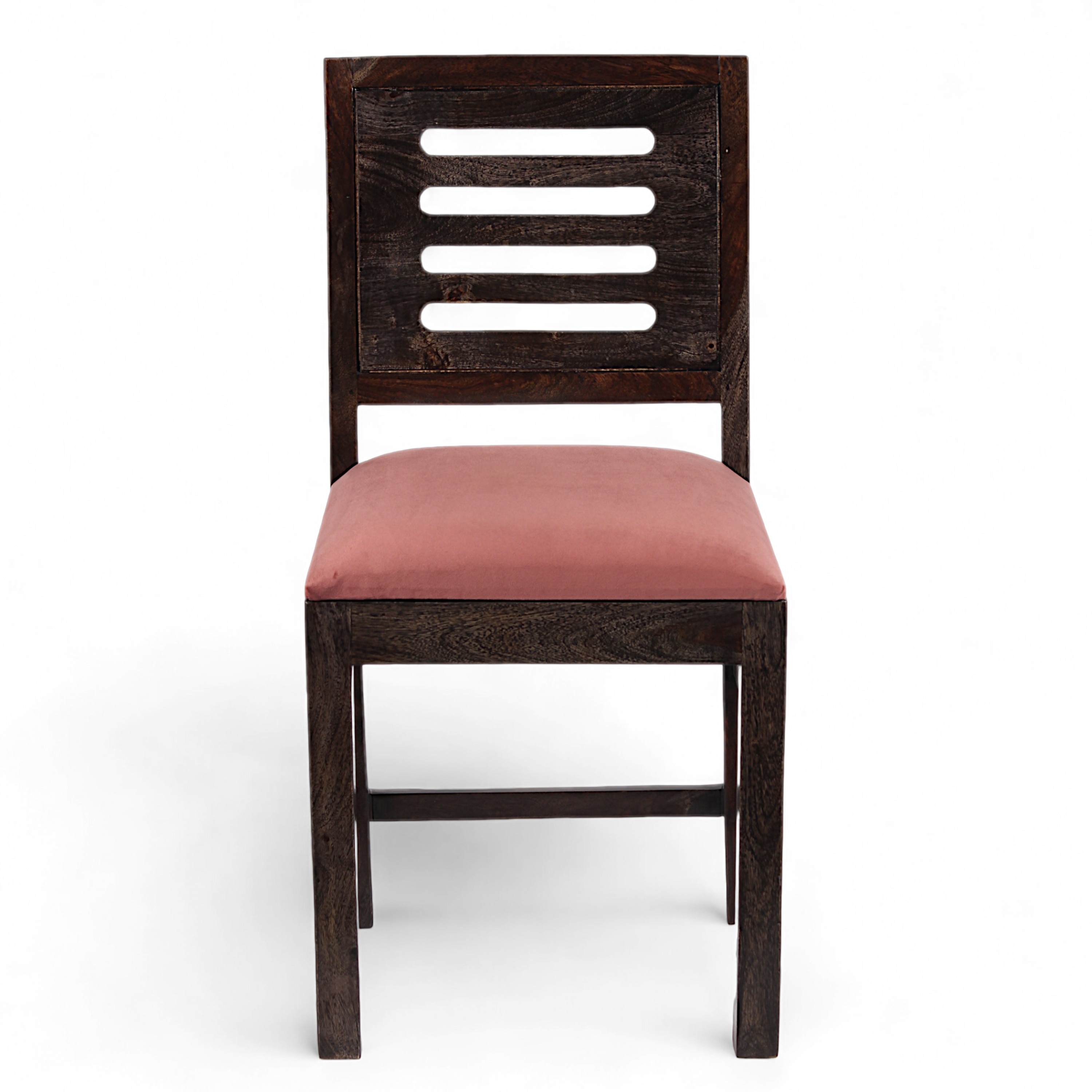 Rosslyn Sheesham Wood Dining Chair in Mahogany Finish & Coral Pink Velvet Cushion Seat