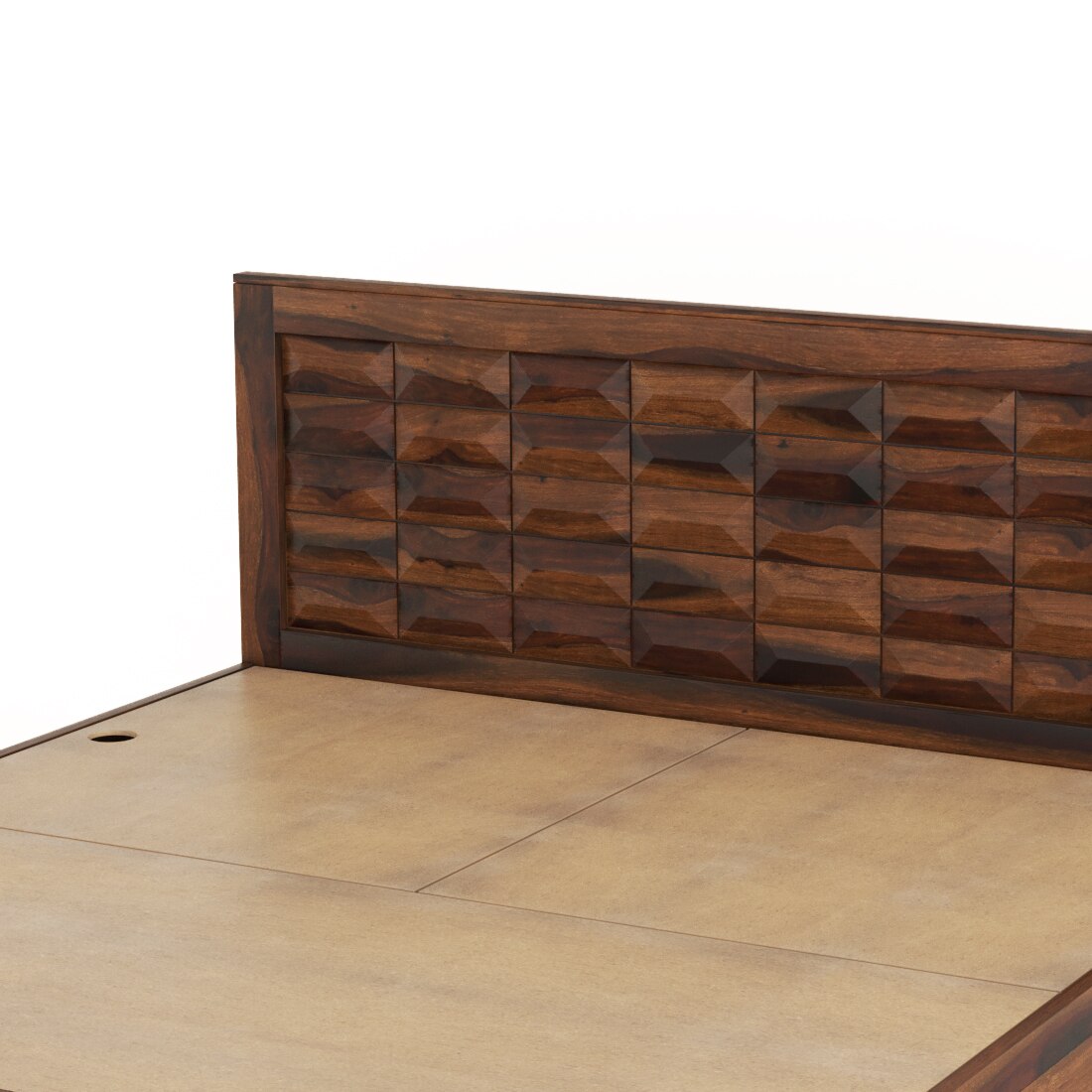 Shashi Solid Wood King Size Bed With Box & Front Drawer Storage Bed In Provincial Teak Finish