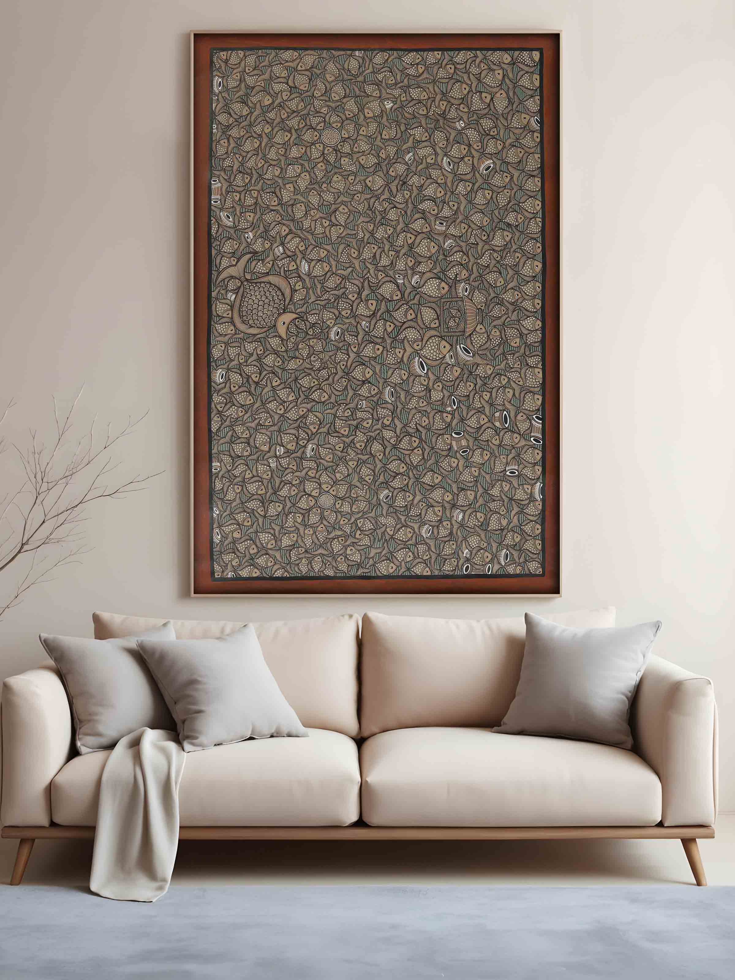 Hand-painted fishes Kalighat artwork – side view