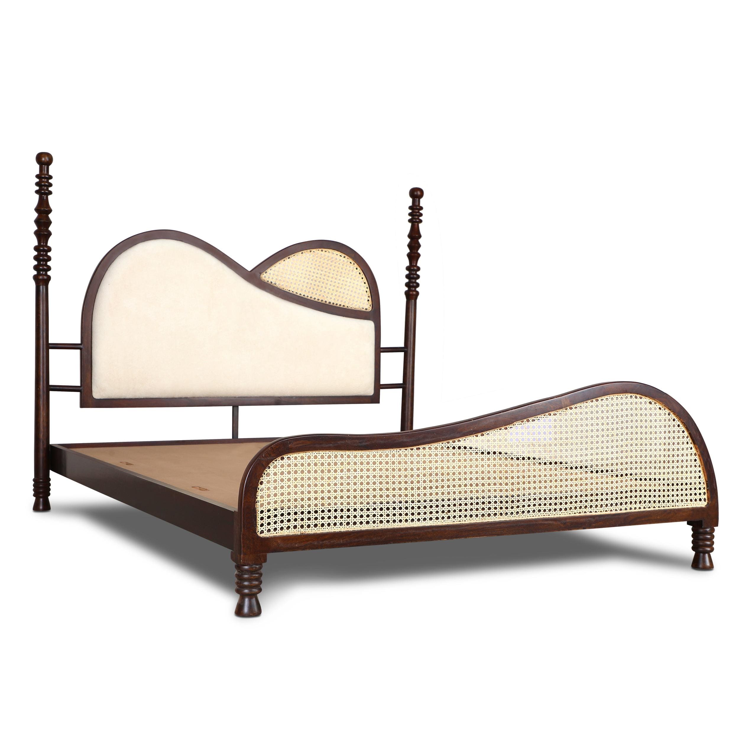 Arch Solid Wood Non Storage Queen Bed in Provincial Teak Finish