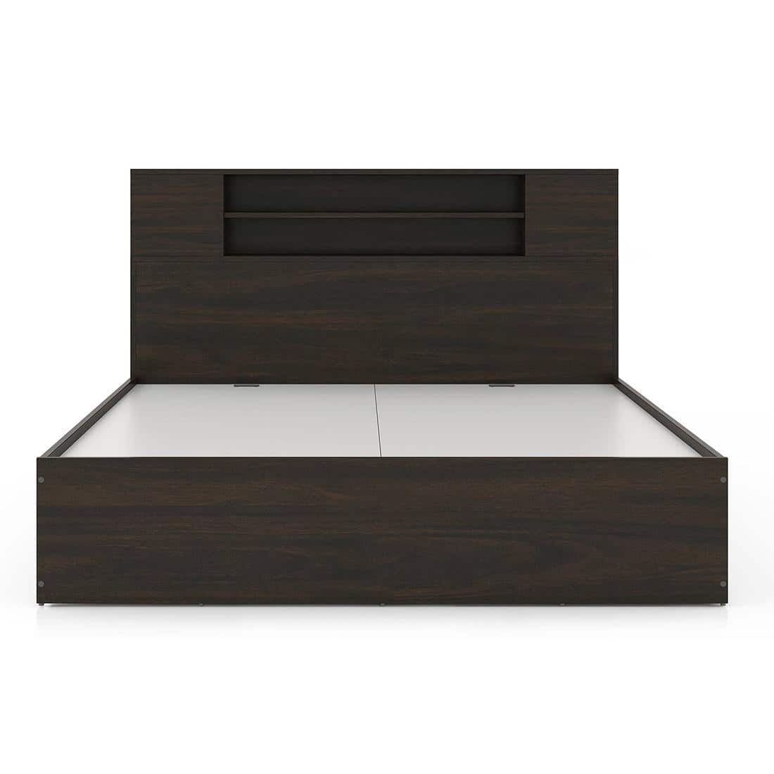 Covelo Engineered Wood Queen Size Drawer & Box Storage Bed In Rustic Walnut Finish