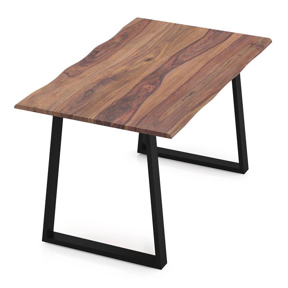 Aquila Live Edge Solid Wood 6 Seater Dining Table In Teak Finish