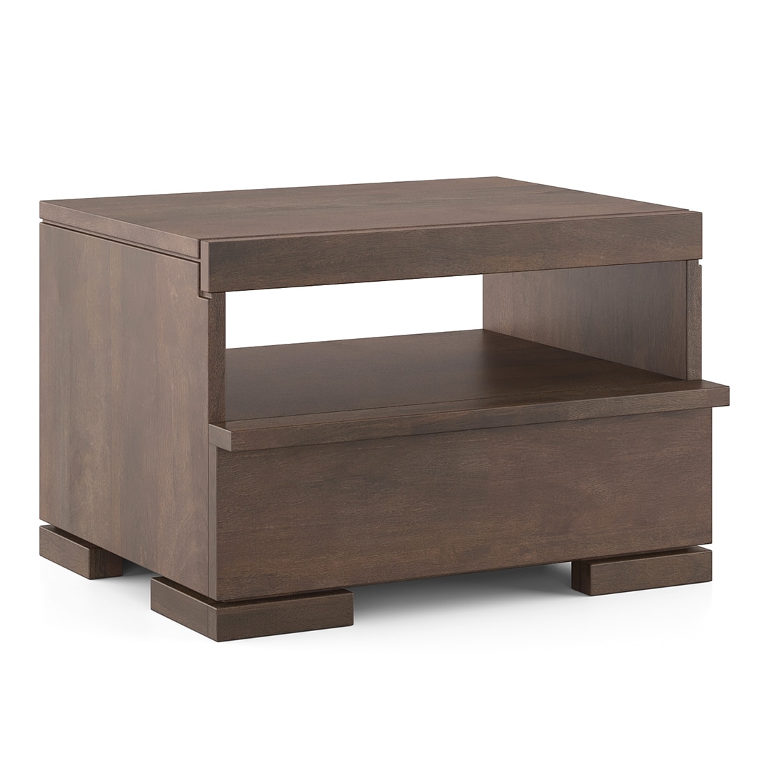 Ohio Solid Wood Bedside Table In Danish Walnut Finish
