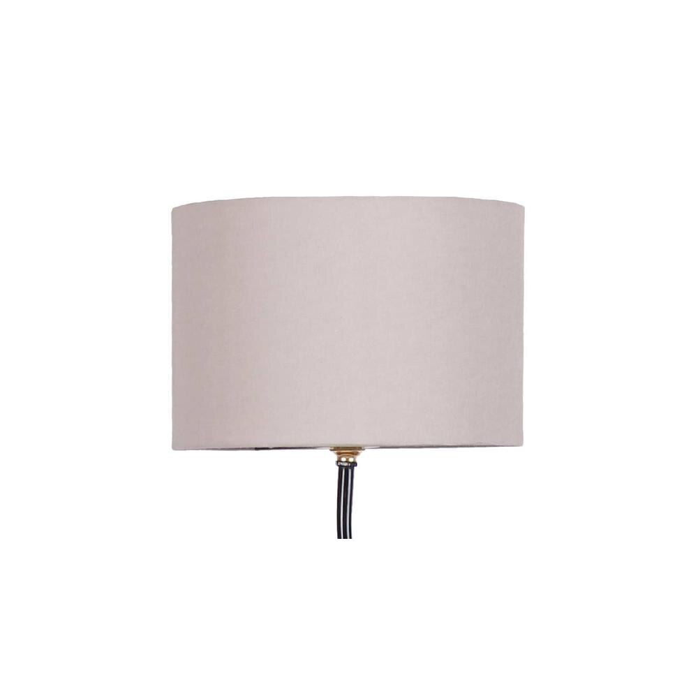 Teigan Grey Fabric Floor Lamp with Black Iron Base