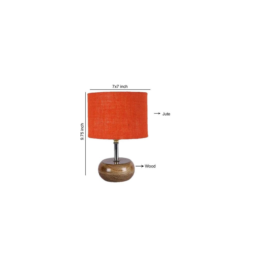 June Orange jute & solid wood table lamp