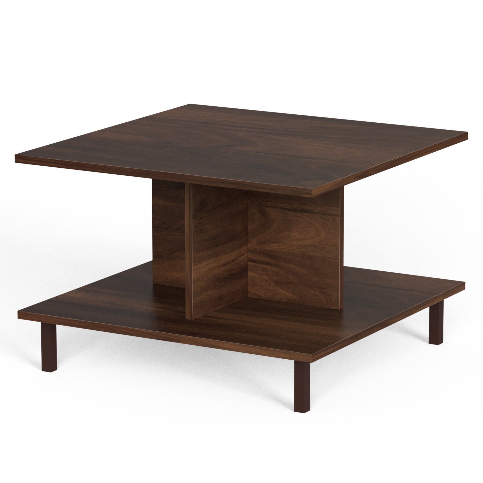 BLUEWUD Sydney Engineered Wood Coffee Center Sofa Tea/Teapoy Console Table with Metal Legs for Sofa Set Living Room Home Hall (Brown Maple)