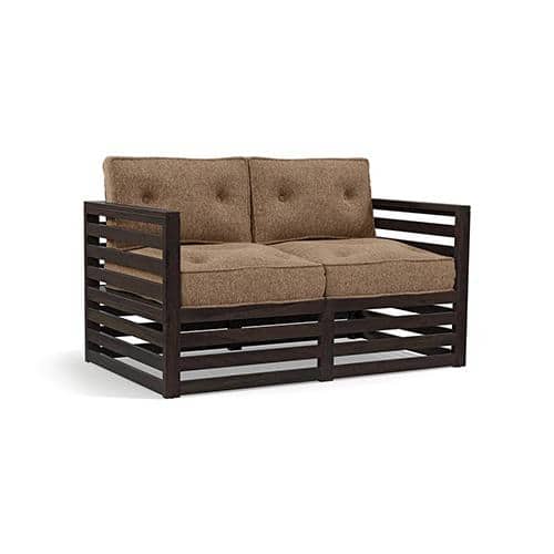 Raymond Wooden Sofa - American Walnut Finish (Safari Brown) (Custom Set - Sofas : 0002; Standard Set - Sofas : none; Finish : american walnut; Sofa Material : fabric; Sofa Size : regular; Sofa Type : regular; Colour : safari brown)