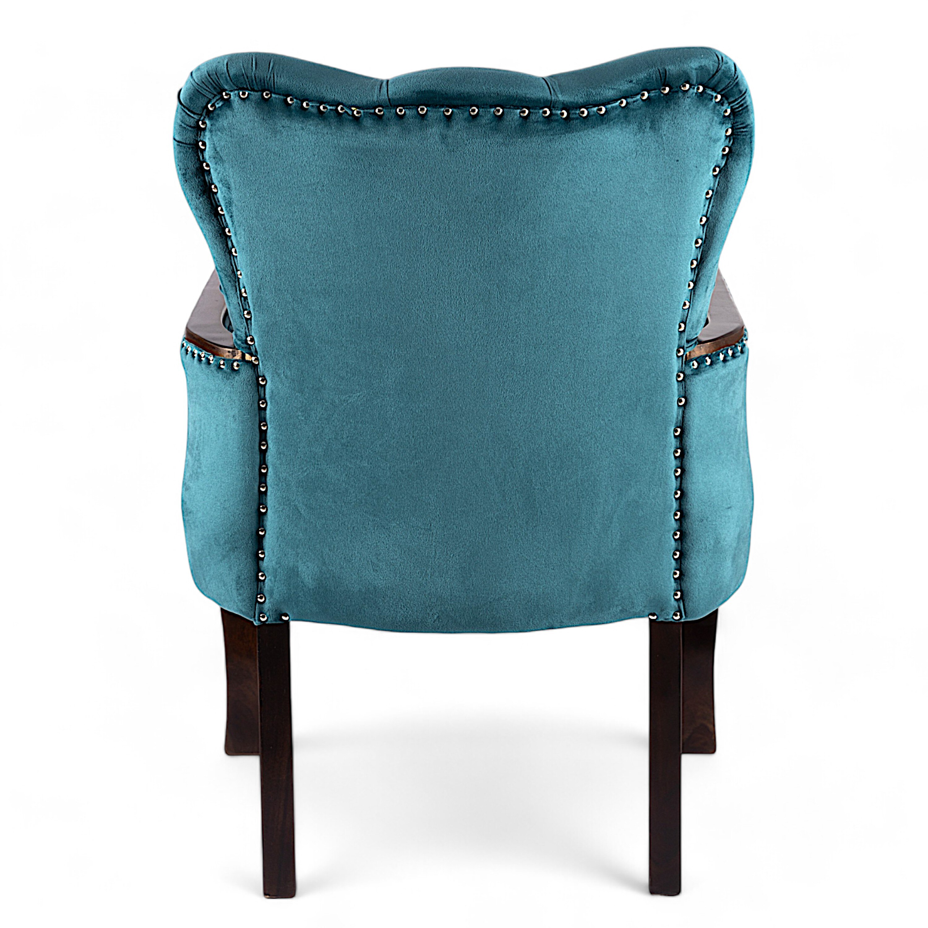 Arista Sheesham Wood Accent Chair Set of 2 in Turquoise