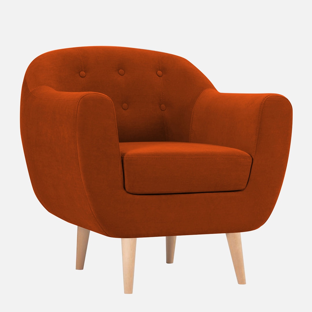 Colam Velvet 1 Seater Sofa in Orange Colour
