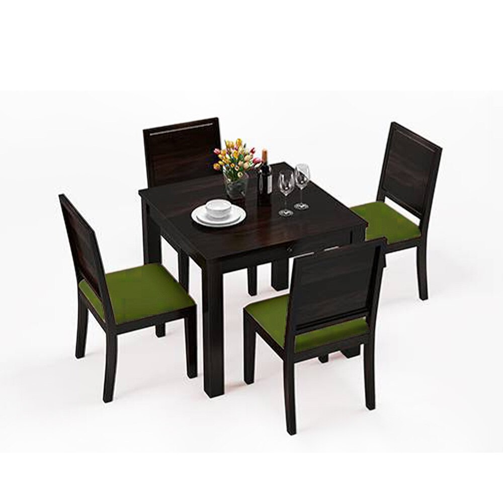 Arabia - Oribi 4 Seater Storage Dining Table Set (Colour- Avocado Green , Finish- Mahogany)