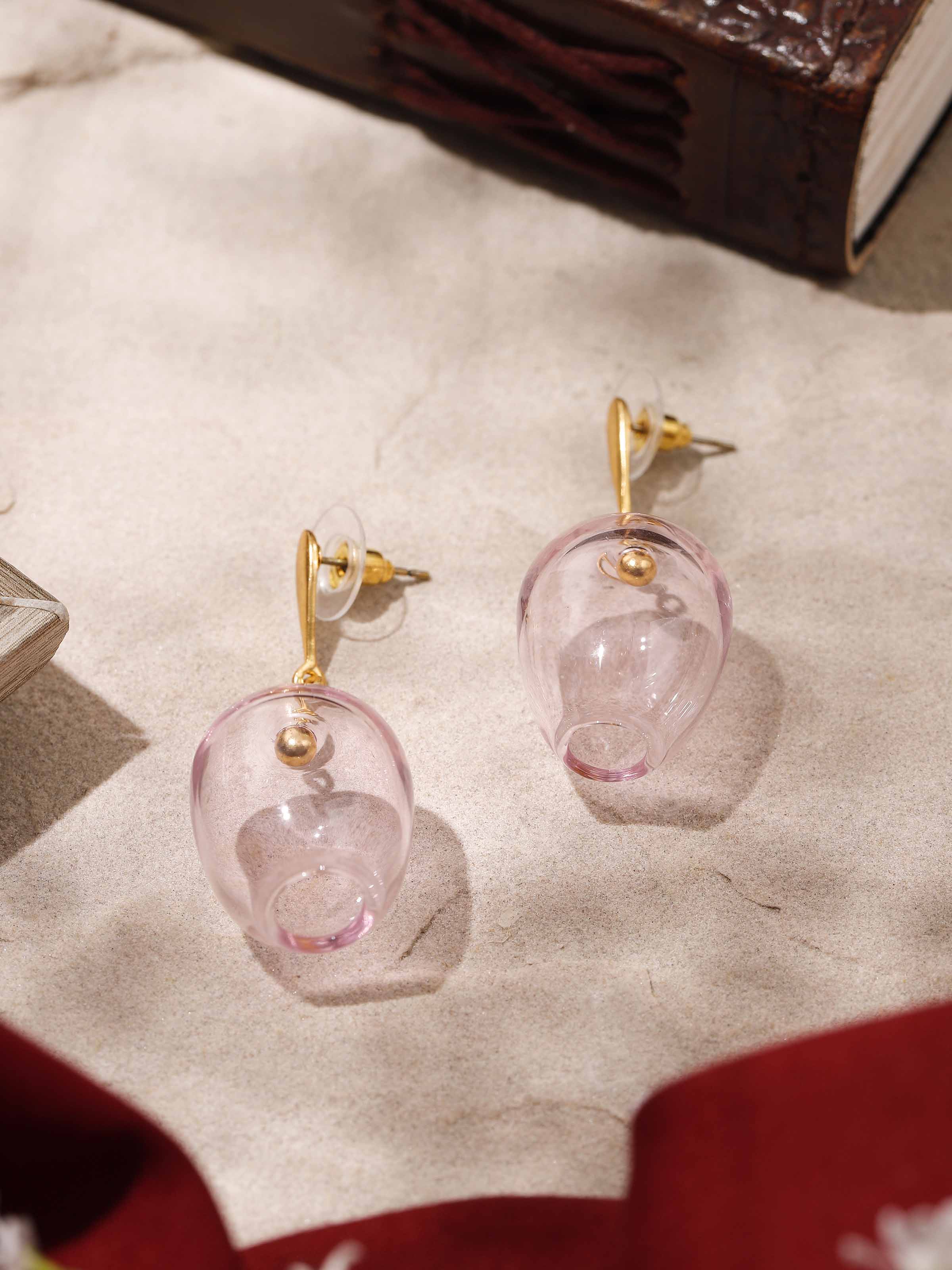 Silver Flame Glass Drop Earrings