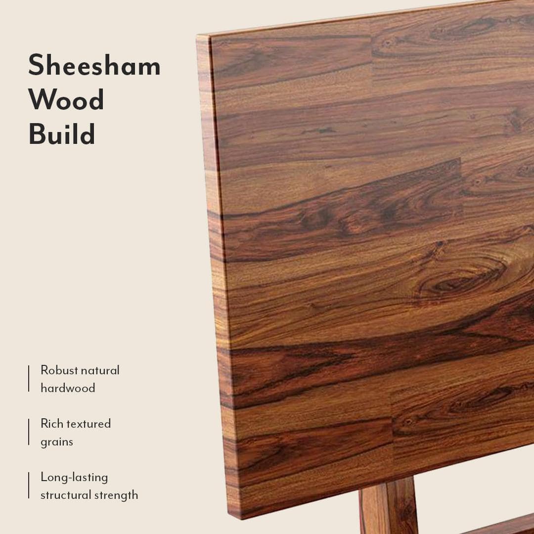 Boston Solid Wood Compact Queen Size Bed In Teak Finish