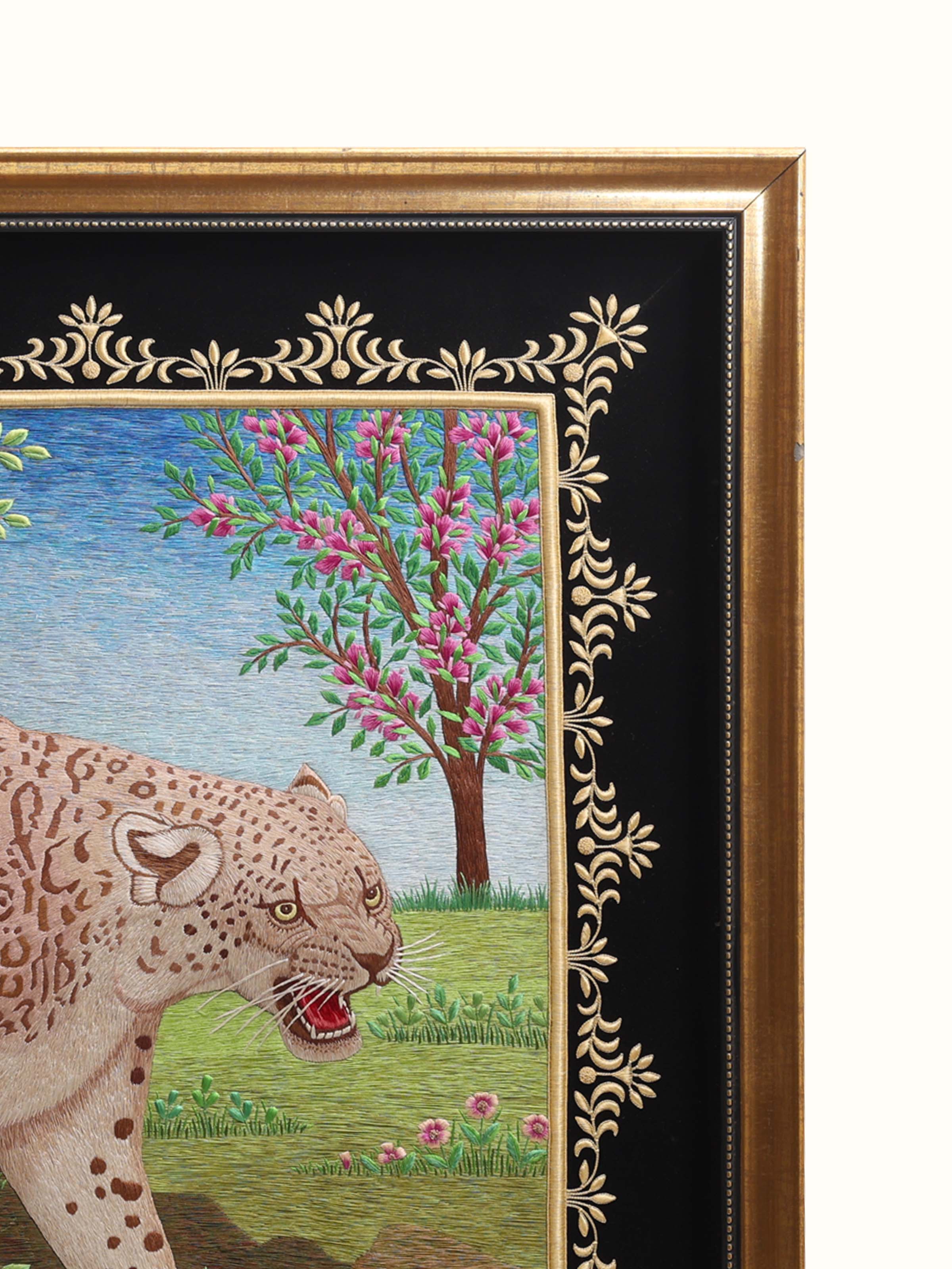 Leopard Pairs Zardozi Wall Hanging