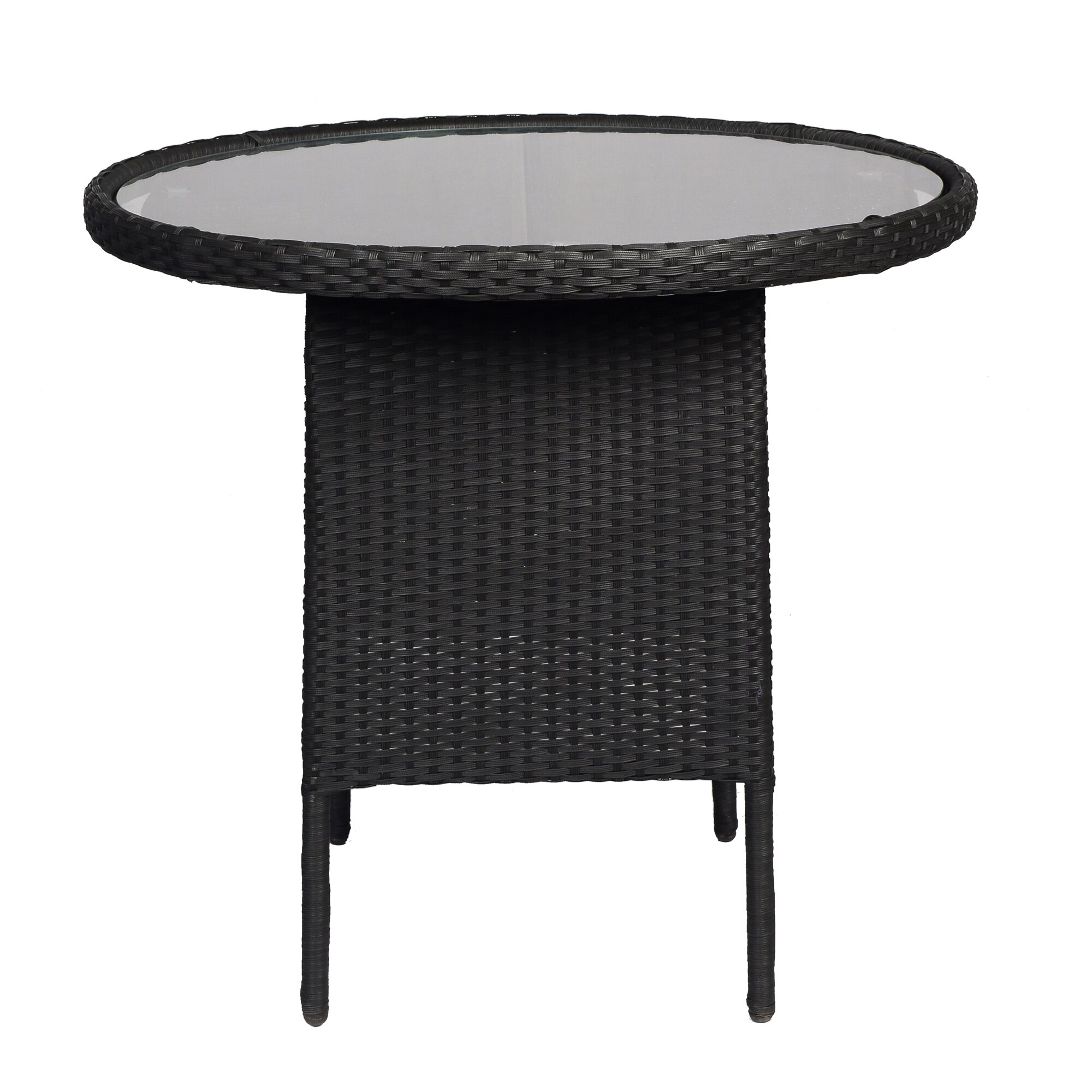 Launceston Wicker Table And Chair Set In Black Finish