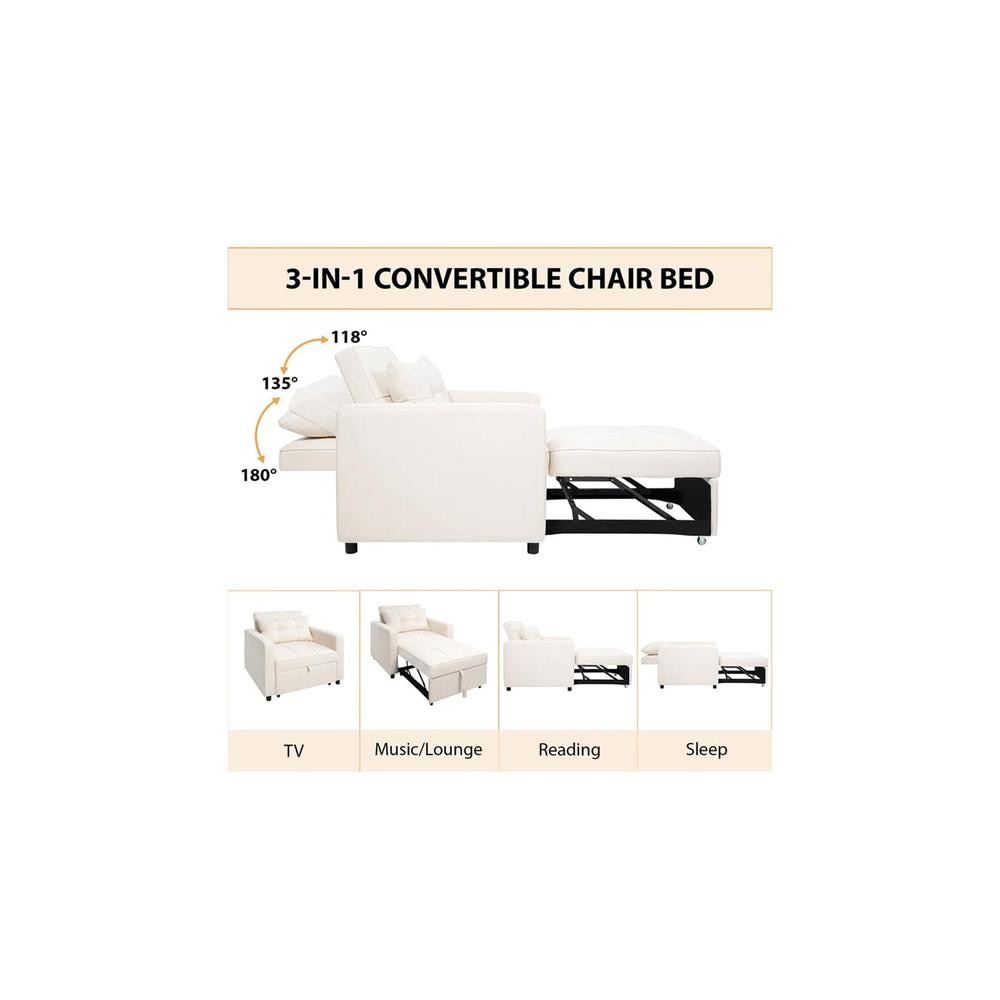 Gilbertson 1 Seater Sofa Cum Bed In Cream Color