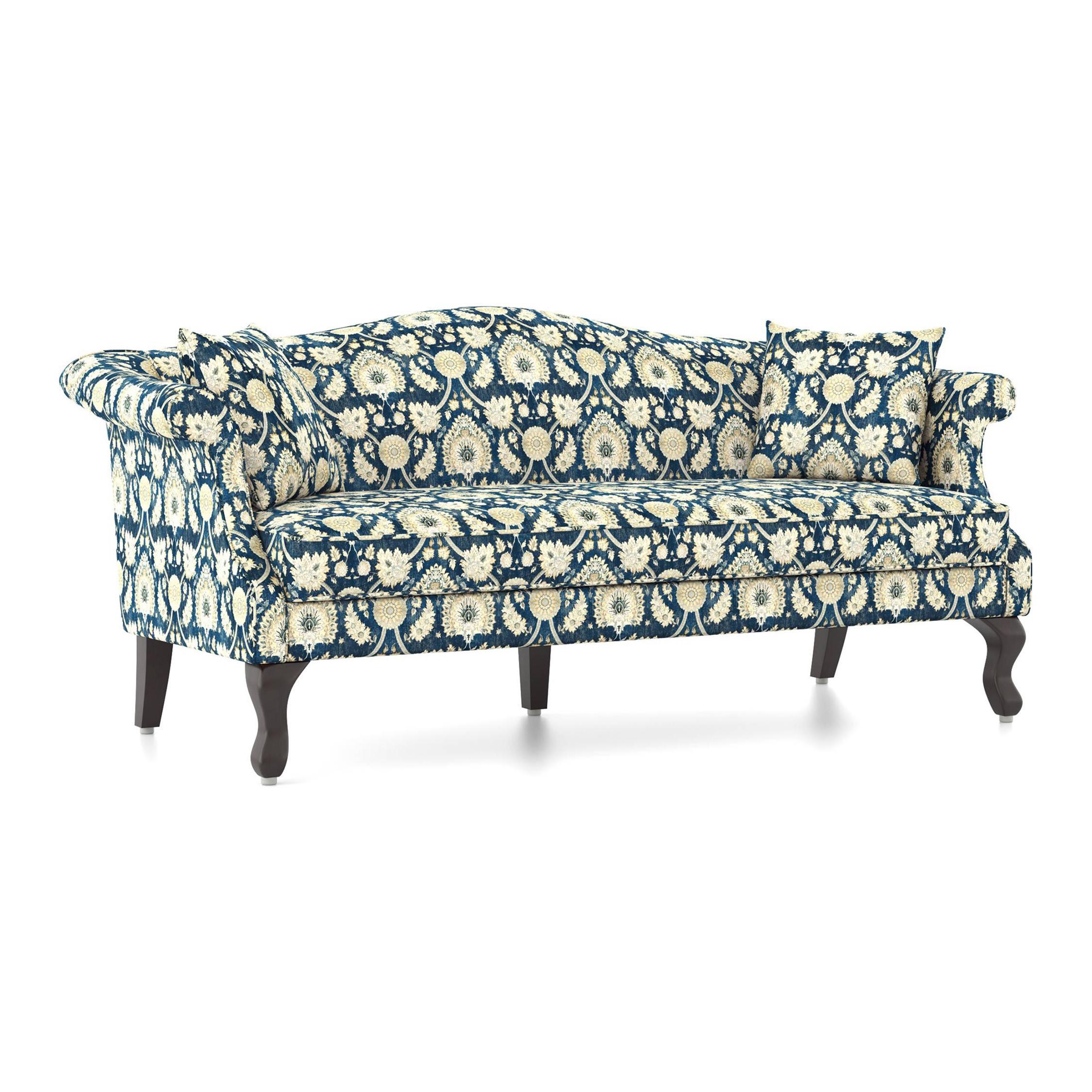 Darya 3 Seater Sofa In Blue Floral Damask Print