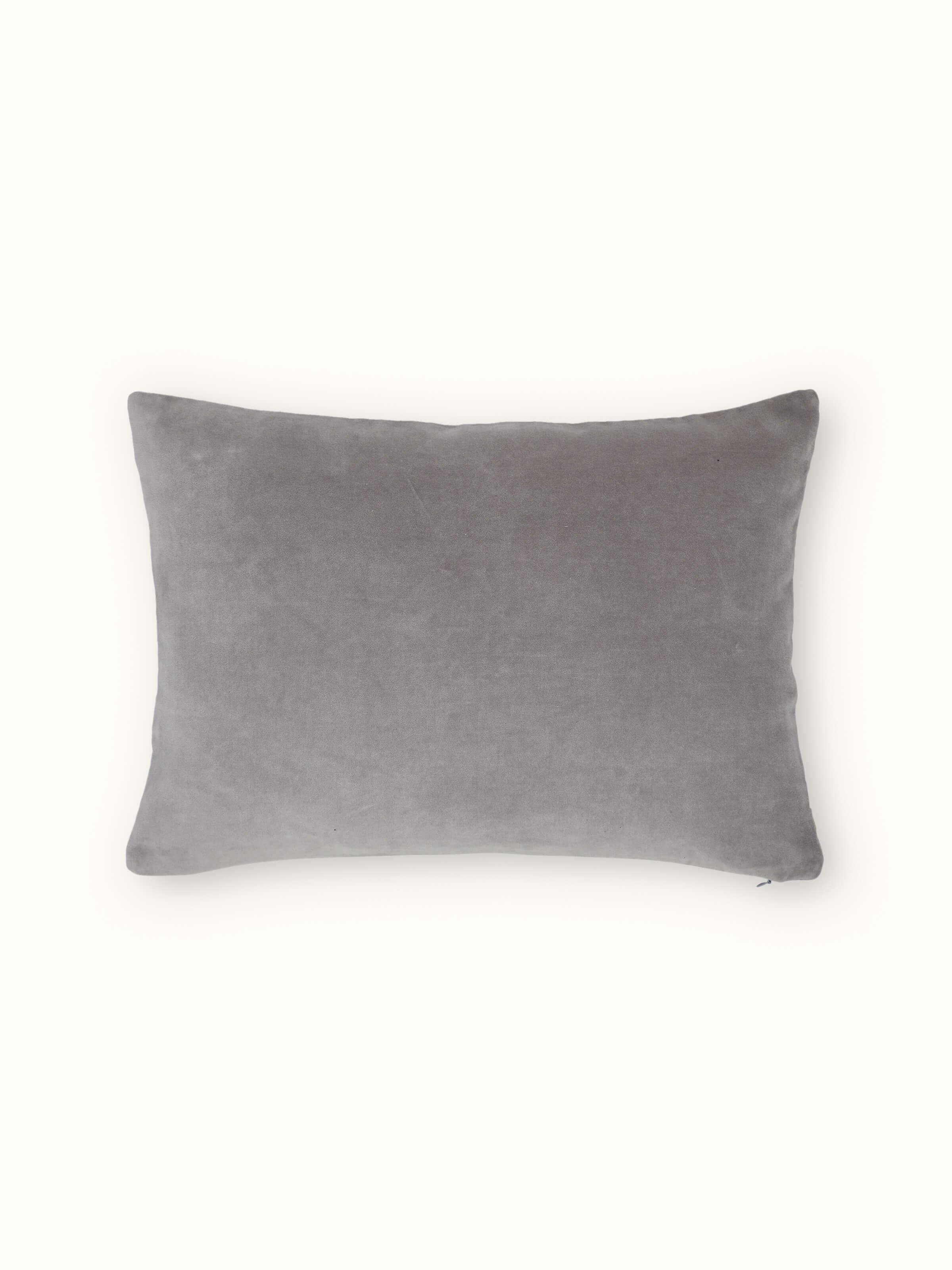 Shivranjini Light Grey Solid Textured Cotton Razai Embroidery Lumbar Cushion Cover