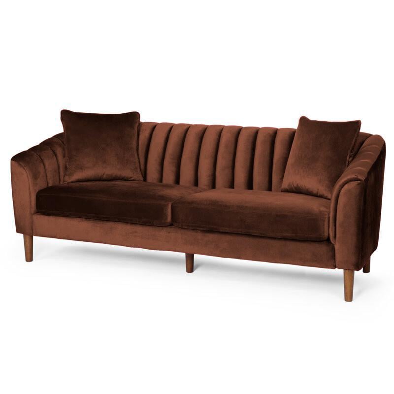 Mid Century Fabric Sofa (Brown Velvet)