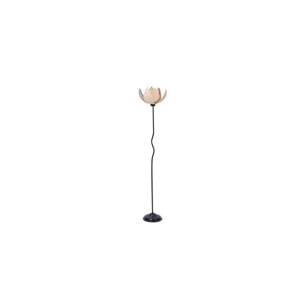 Tatum Beige Bamboo Shade With Iron Floor Lamp