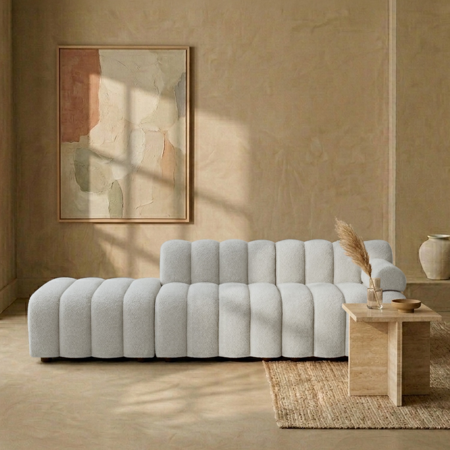 Chiccomfort Wood 3 Seater With Upholstery Non Storage Sofas In White Colour - Nestroots