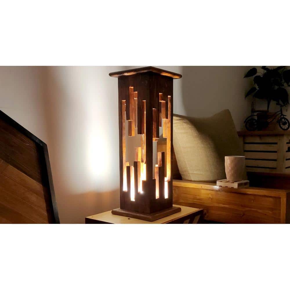 Disperse Wooden Table Lamp with Brown Base