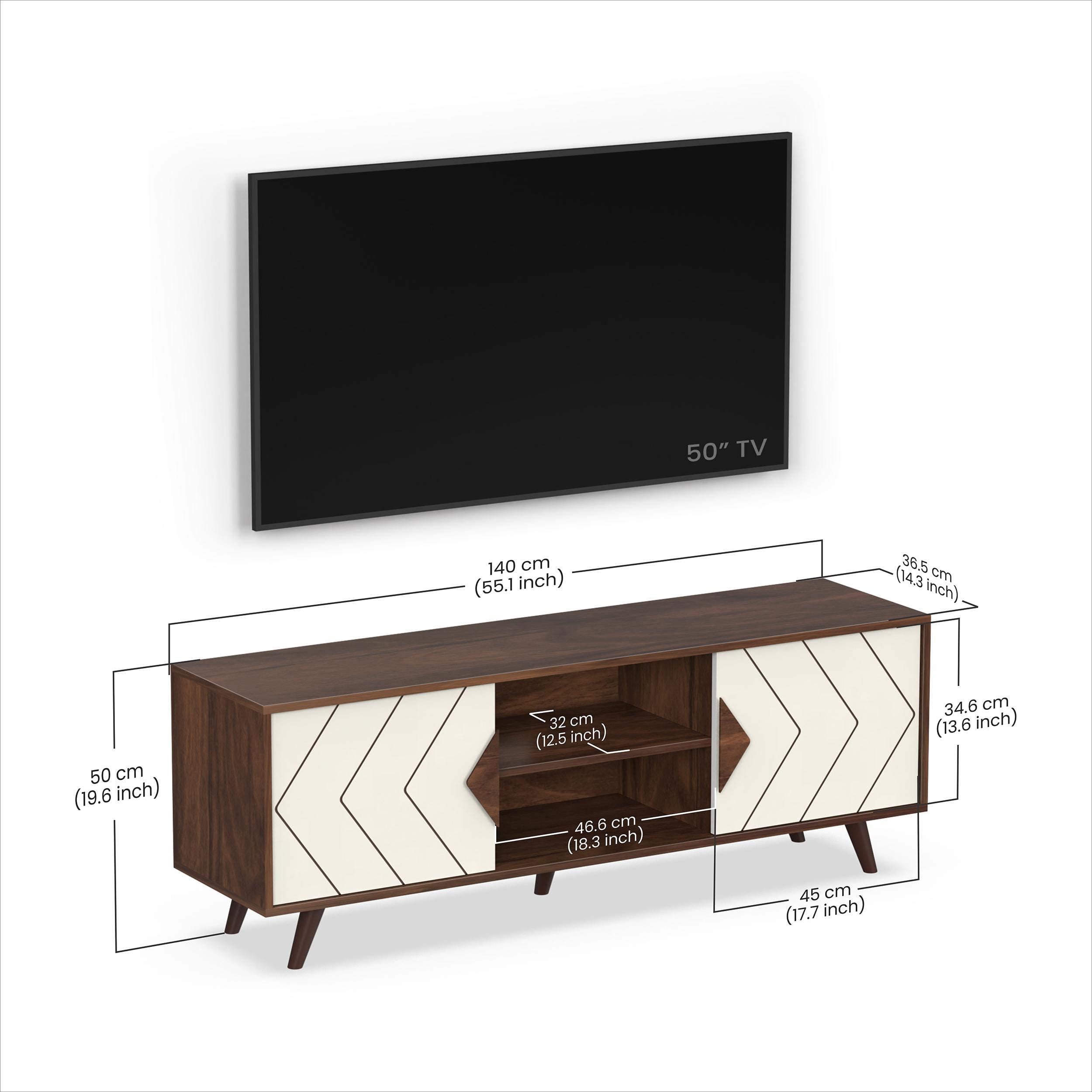 Wilbrome Mini Engineering Wood Floor Standing Tv Entertainment In Brown Maple & White Finish