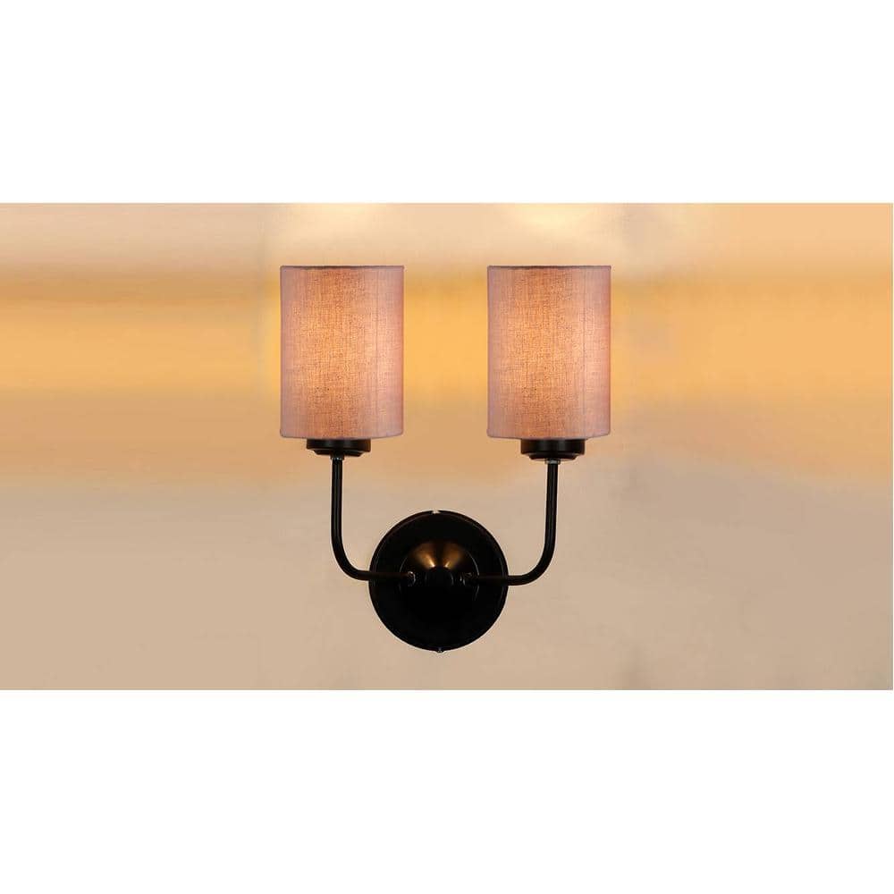 Cruz Dual Grey Cotton Wall Mounted Lamp Iron Base(KV38)