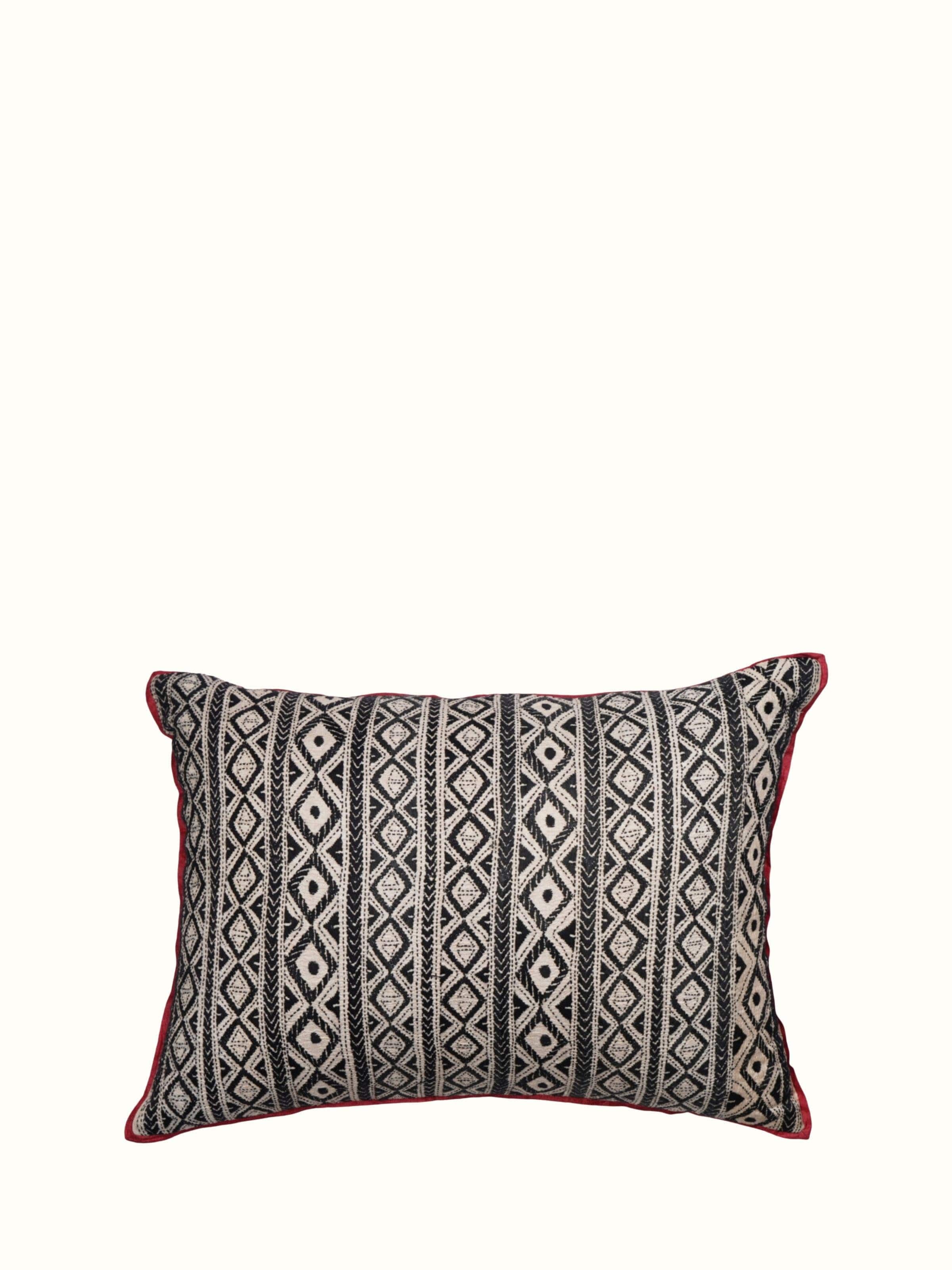 Riten Black Hand Embroidery Kantha Cushion Cover