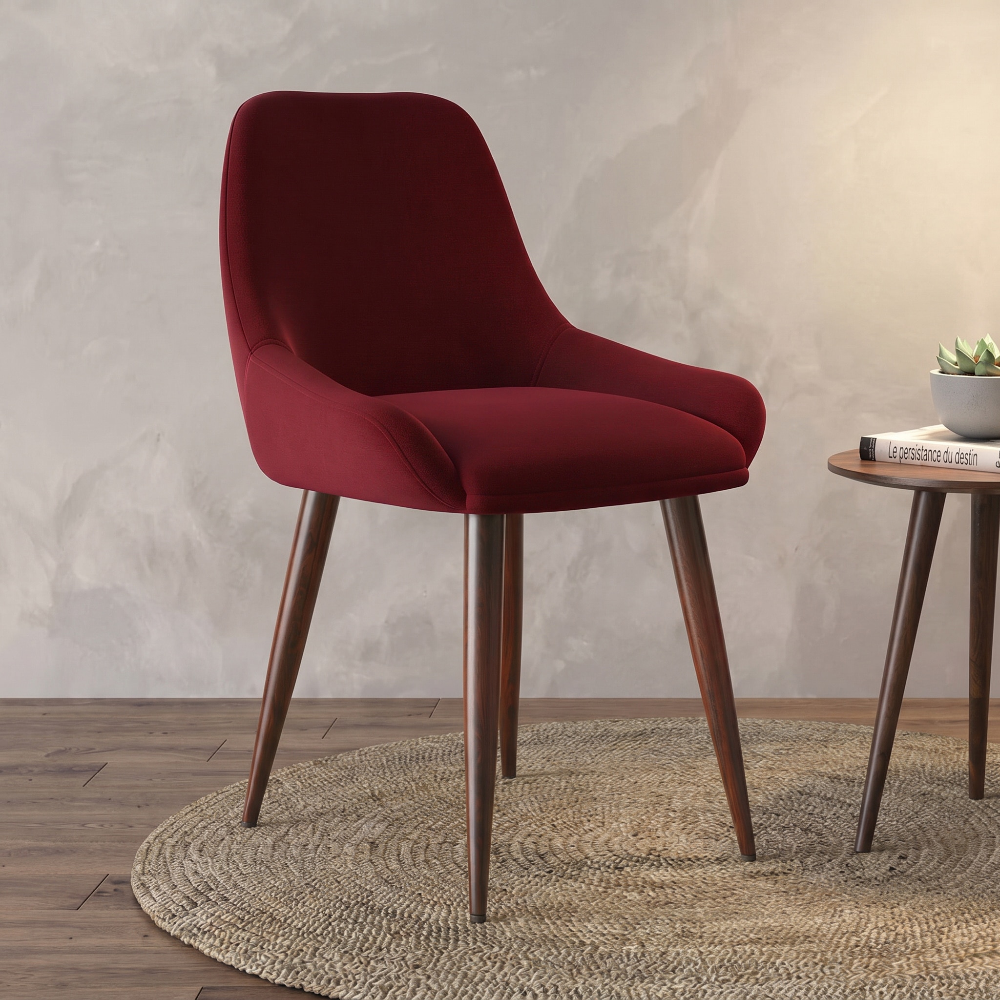 Rickman Fabric Lounge Chair in Sangria Red Colour - Urban Ladder