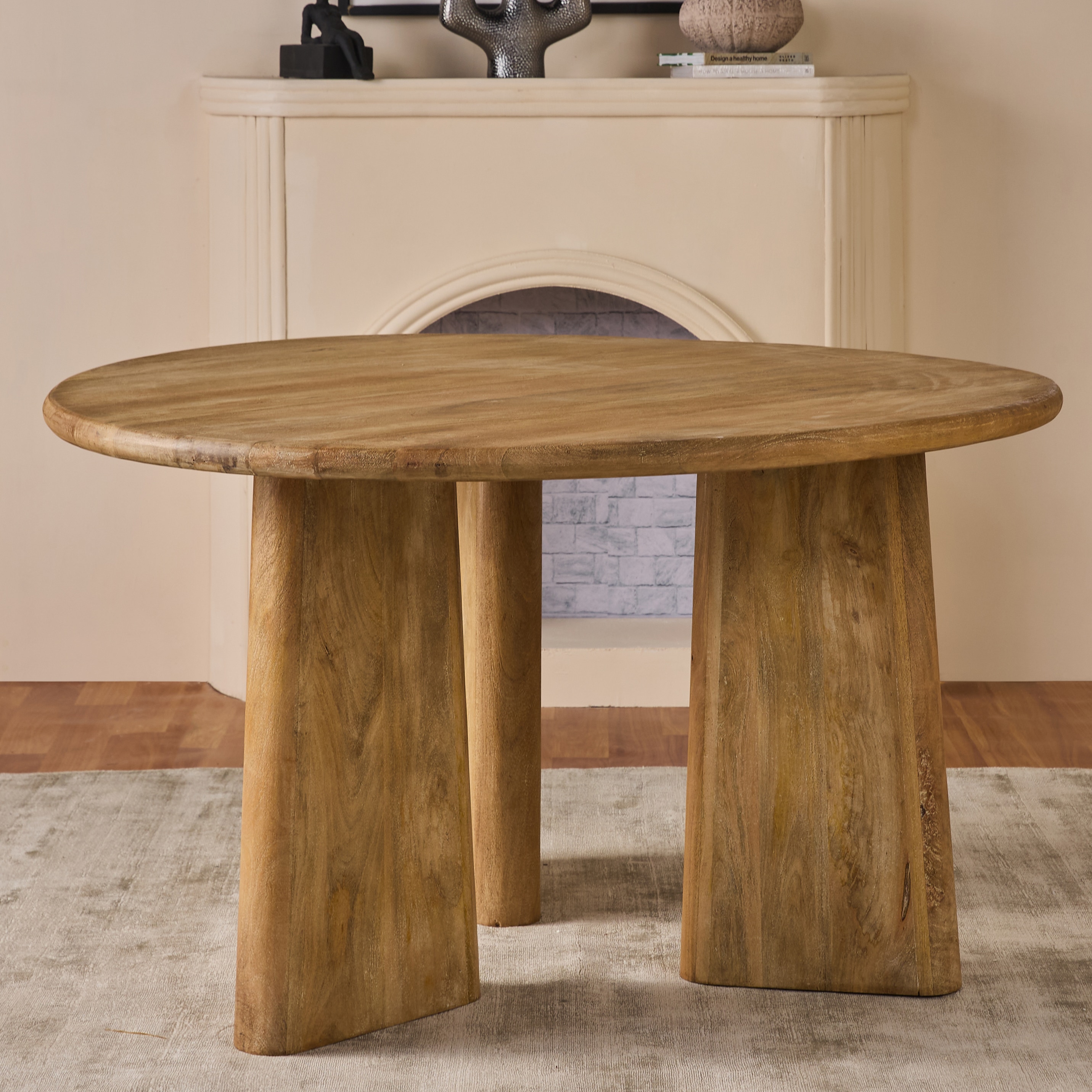Perivelle Grace Solid Wood 4 Seater Dining Table in Limewash Finish - Living Shape