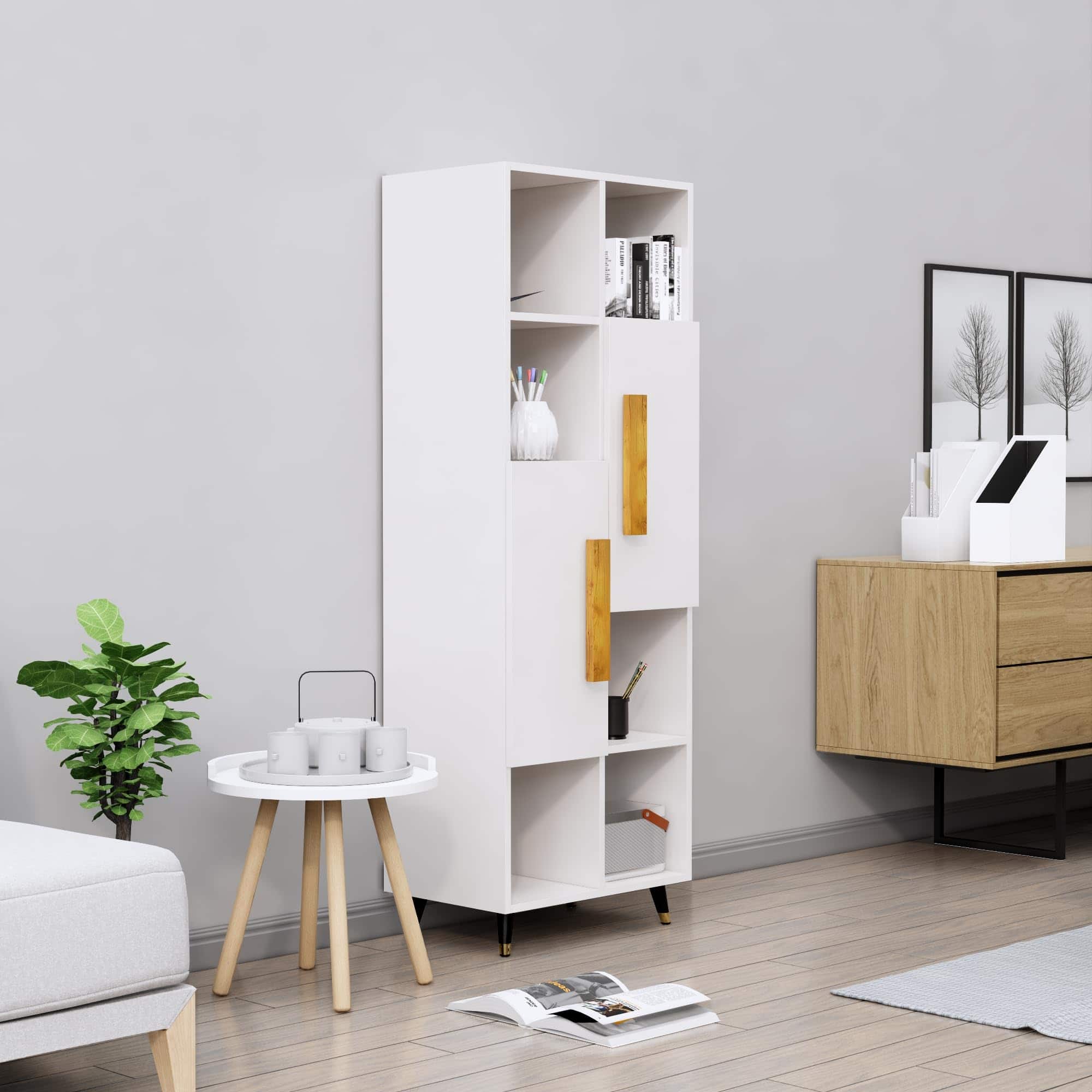 Hexa Engineered Wood Bookshelf Multipurpose Storage Rack in Frosty White Colour - HexaRed