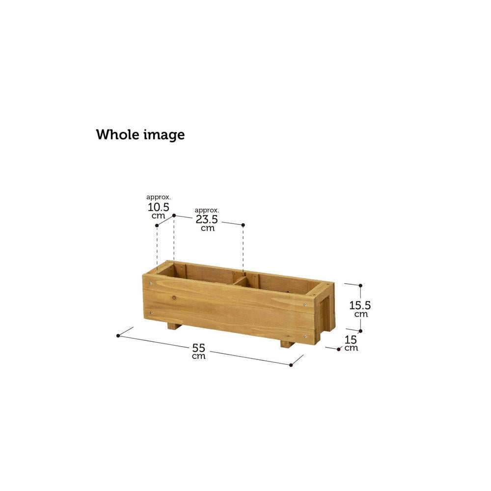 Wooden Slim Herb Planter with Divider Natural 60 cm