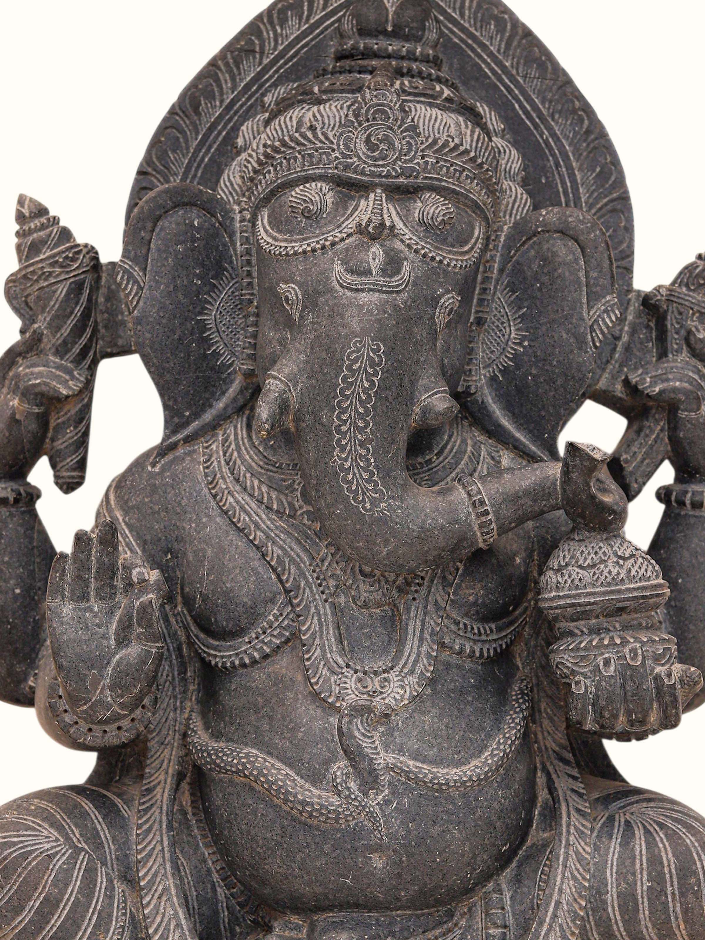Stone Carved Ganesha Idol
