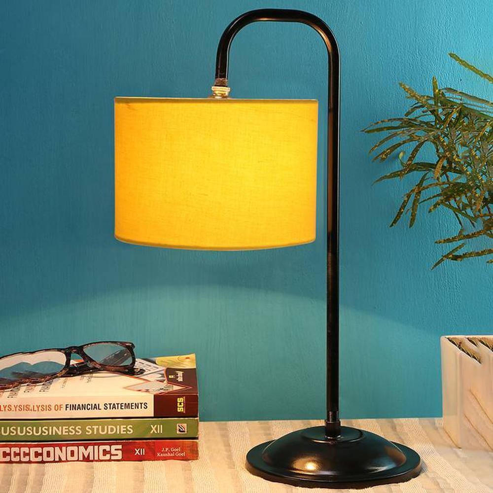 Leila Yellow cotton Shade Iron Table Lamp