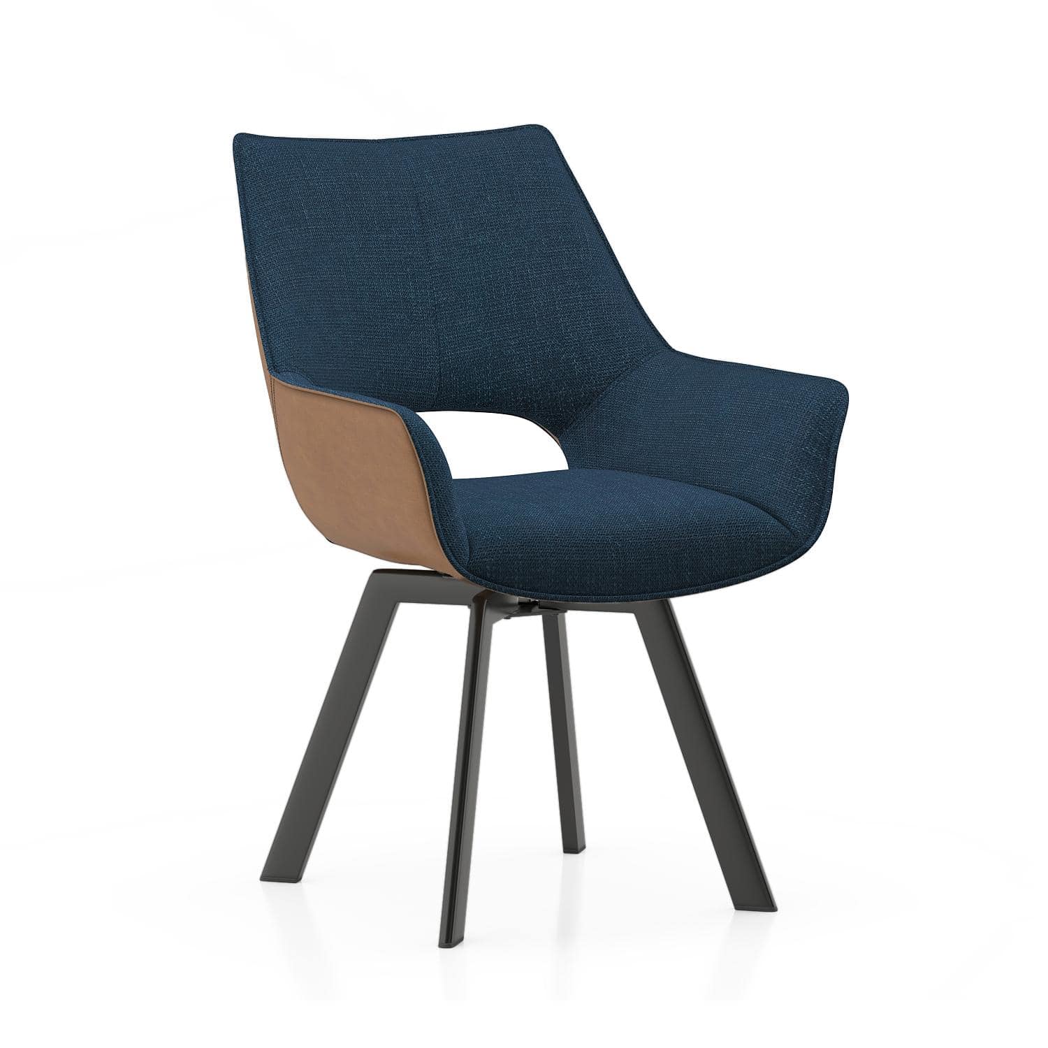 Casey Swivel Engineered Wood Dining Chair Set of 2 in Blue and Tan