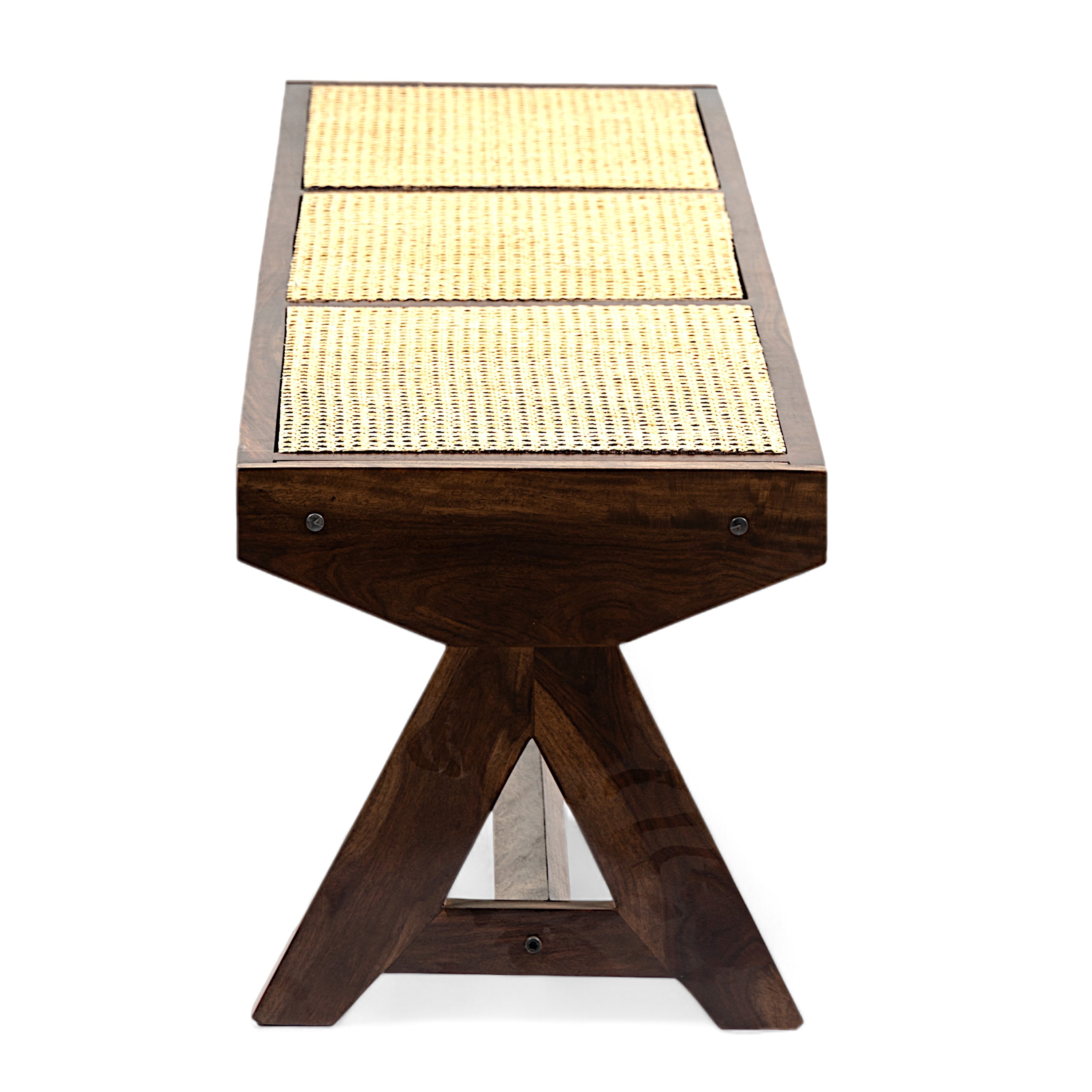 Rockport Sheesham Wood Mid Century 4 Seater Bench With