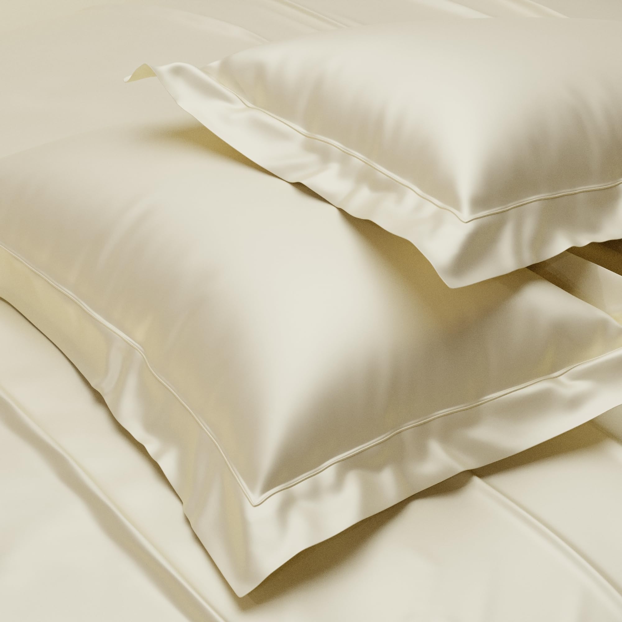 Stoa Paris Satin Pillow Covers,  Premium Plain Pillow Cover Set of 2, 68L x 45W cms - Ivory - Stoa Paris