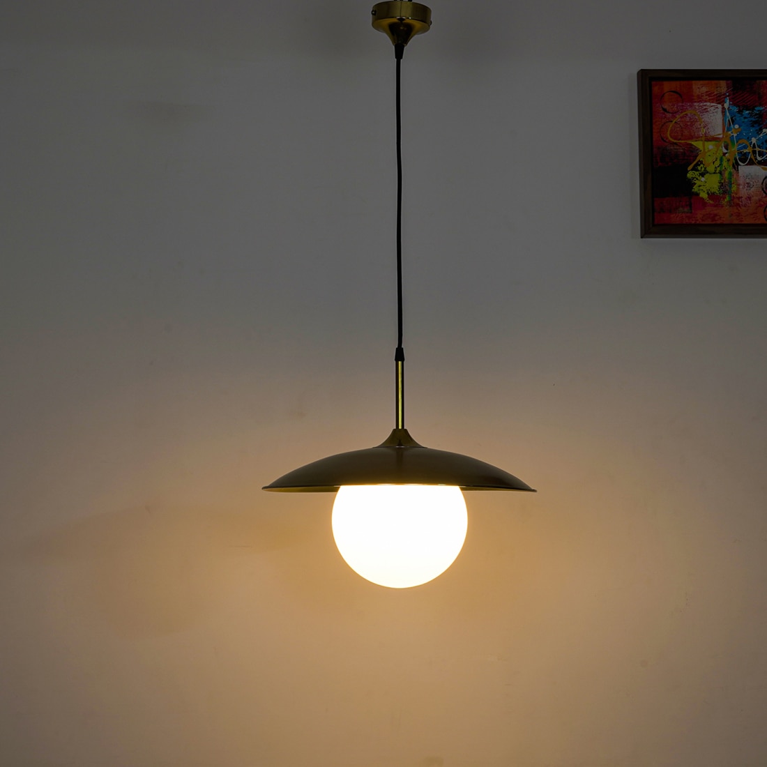 Siren Single Glass Pendant Light -  Frosted White & Shine Brass