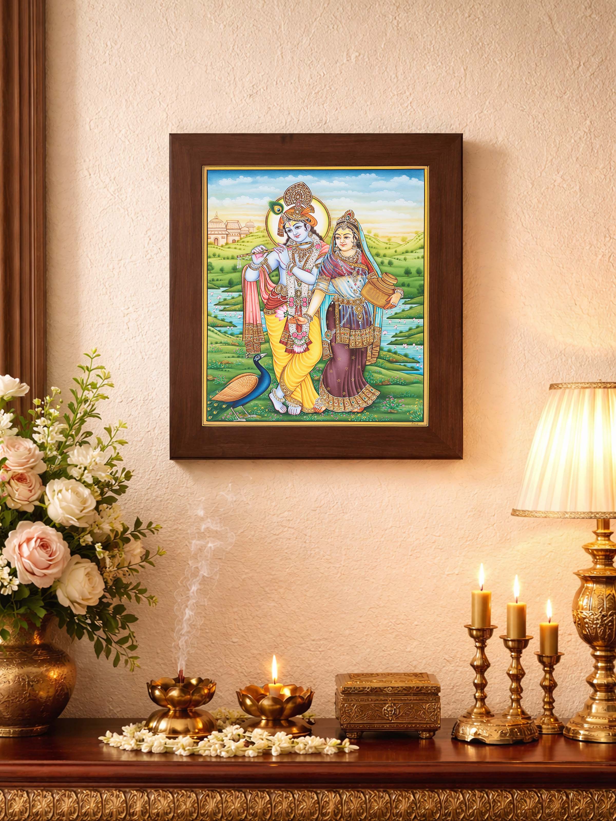 Radha-krishna Miniature Real Gold Painting